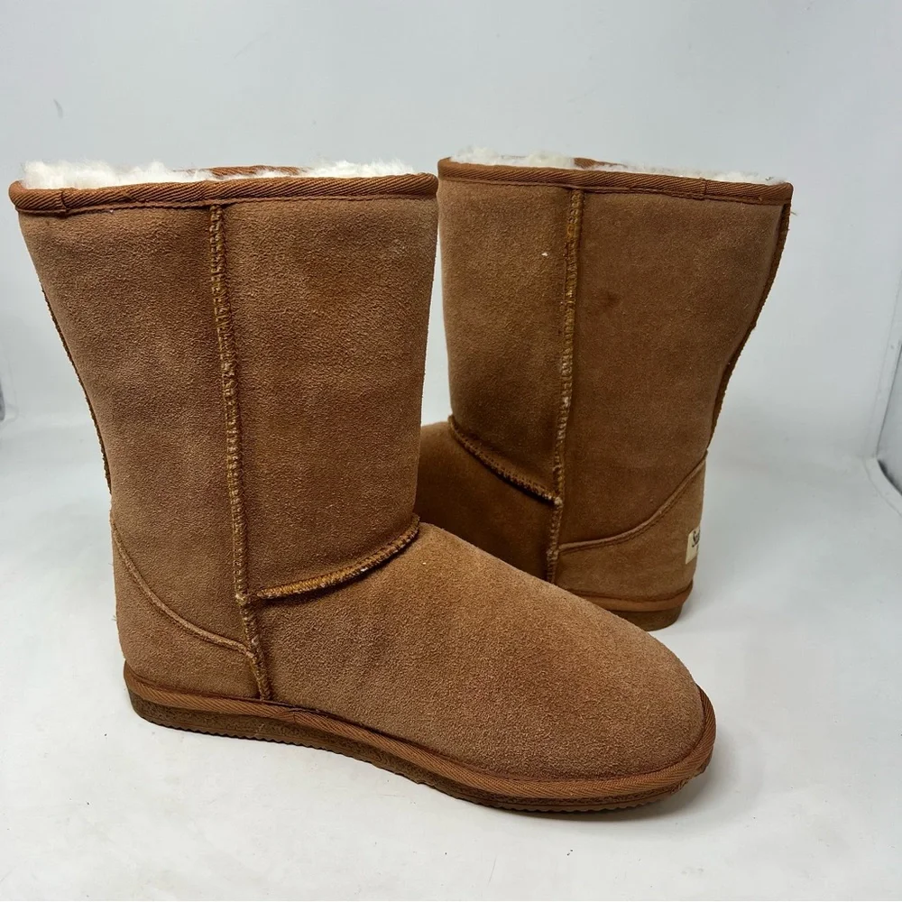 Staheekum Men’s Suede Shearling Winter Boots Brown US 9 Cozy Slip On NWOB